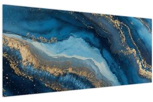 Obraz - Modrá mramorová abstrakcia (120x50 cm)