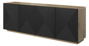 Komoda Asha 200 cm na sokli - artisan / čierny mat
