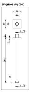 Laveo Kvadrato, stropné rameno 264mm, čierna, LAV-NWQ_750K