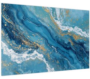 Obraz - Bledomodrý mramor so zlatom II. (90x60 cm)