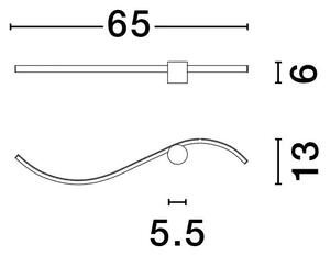 Dizajnové nástenné svietidlo Wave 65 – 65 x 11 cm