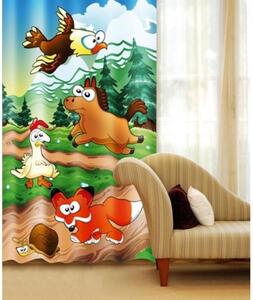 DIMEX | Hotové závesy - kusový fotozáves Zvieratká z lesa CU-140-030 | viacfarebná | 140 x 245 cm