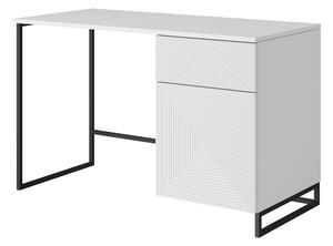 Písací stôl Asha 120 cm - biely mat / čierne nohy