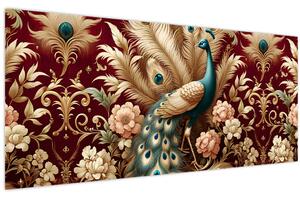 Obraz – Elegantný páv (120x50 cm)