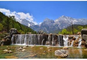 DIMEX | Vliesové fototapety na stenu Alpy MS-5-0075 | 375 x 250 cm | modrá, zelená, hnedá, šedá