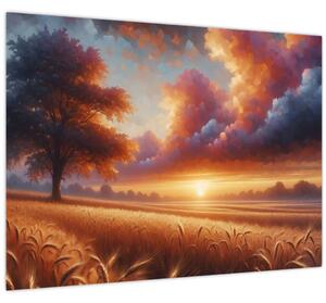 Obraz – Západ slnka na poli (70x50 cm)
