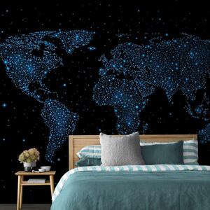 Tapeta mapa sveta s nočnou oblohou