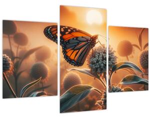 Obraz – Motýľ v zapadajúcom slnku (90x60 cm)