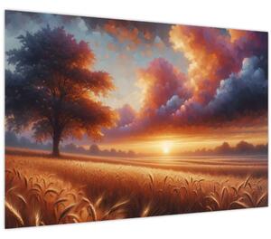 Obraz – Západ slnka na poli (90x60 cm)