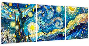 Obraz – Mozaika hviezdnej noci (s hodinami) (90x30 cm)