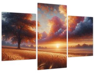 Obraz – Západ slnka na poli (90x60 cm)