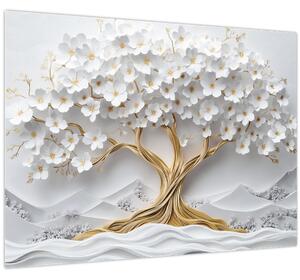 Obraz – 3D elegantný strom života plný kvetov (70x50 cm)