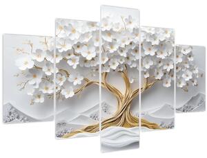 Obraz – 3D elegantný strom života plný kvetov (150x105 cm)