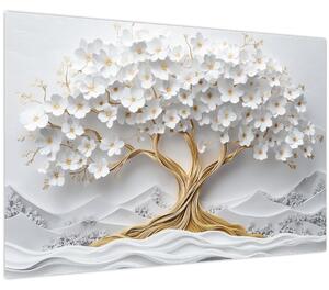 Obraz – 3D elegantný strom života plný kvetov (90x60 cm)