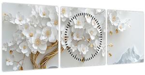 Obraz – 3D elegantný strom života (s hodinami) (90x30 cm)