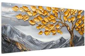 Obraz – Strom so zlatými listami (120x50 cm)