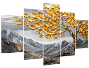 Obraz – Strom so zlatými listami (150x105 cm)