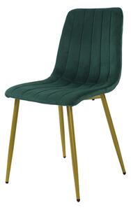 Dekorstudio Zamatová jedálenská stolička BELT tmavo zelená - zlaté nohy