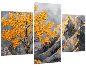 Obraz – Zlatý strom v horách (90x60 cm)