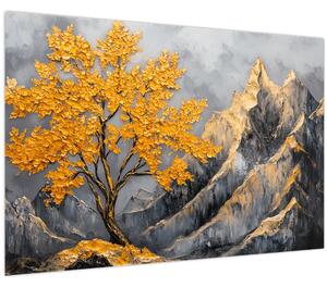 Obraz – Zlatý strom v horách (90x60 cm)