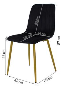 Dekorstudio Zamatová jedálenská stolička BELT čierna - zlaté nohy