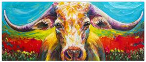 Obraz - Maľovaná krava (120x50 cm)