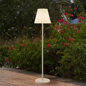 Terasové svietidlo Lucande Jaimy, béžová farba, kov, 150 cm, E27, Krémová / jantárovo žltá, Plast, Moderný, Stojaca lampa