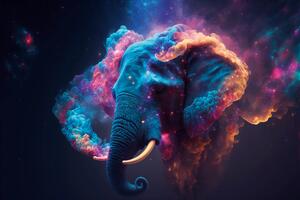 DIMEX | Vliesové fototapety na stenu Elephant MS-5-AI-0003 | 375 x 250 cm | čierna, oranžová, ružová, modrá