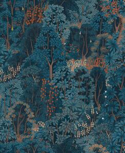 Modrá vliesová tapeta, príroda, stromy, listy, 121470, New Eden, Graham&Brown Premium