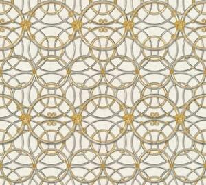 A.S. Création | Vliesová tapeta na stenu Versace 37049-2 | 0,70 x 10,05 m | biela, šedá, metalická, zlatá