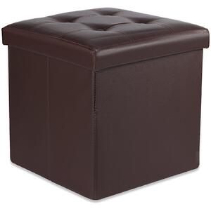 Hnedý skladací taburet ZAREX L z ekokože