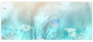 Obraz - Motýlik v modrom (120x50 cm)