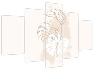 Obraz - Line art monstera N⁰1 (150x105 cm)