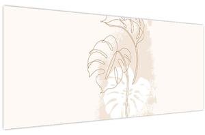 Obraz - Line art monstera N⁰1 (120x50 cm)