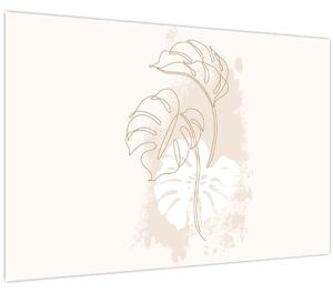 Obraz - Line art monstera N⁰1 (90x60 cm)