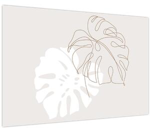 Obraz - Line art monstera N⁰2 (90x60 cm)