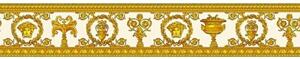 A.S. Création | Vliesová bordúra na stenu Versace 34305-2 | 9 cm x 5 m | biela, metalická, žltá