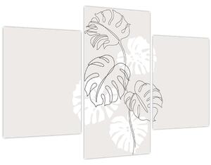 Obraz - Line art monstera N⁰3 (90x60 cm)