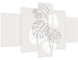 Obraz - Line art monstera N⁰3 (150x105 cm)