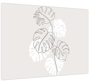 Obraz - Line art monstera N⁰3 (70x50 cm)