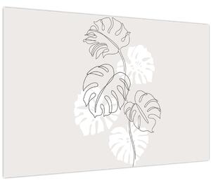 Obraz - Line art monstera N⁰3 (90x60 cm)