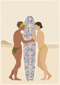 Ilustrácia Surfing connects people, Andi Bell Art