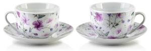 Porcelánová šálka s podšálkou Joy Purple 245 ml sada 2ks