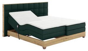 KONDELA Elektrická polohovacia posteľ, boxspring, zelená/dub artisan, 160x200, TIANA