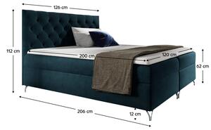 KONDELA Boxspringová posteľ, 120x200, tmavomodrá látka Velvet, GULIETTE + darček