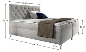 KONDELA Boxspringová posteľ, 120x200, svetlosivá látka Velvet, GULIETTE + darček