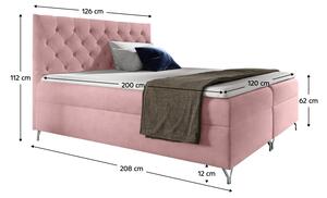KONDELA Boxspringová posteľ, 120x200, ružová látka Velvet, GULIETTE + darček