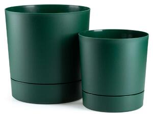 PLASTOVÝ KVETINÁČ AZALEA SADA 2KS 22,5X23,5 CM+17,5X18,5 CM TMAVOZELENÁ