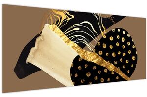Obraz - Abstrakcia golden brown N⁰1 (120x50 cm)