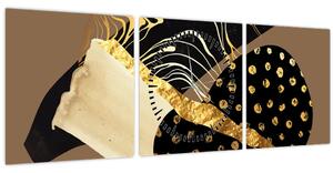 Obraz - Abstrakcia golden brown N⁰1 (s hodinami) (90x30 cm)